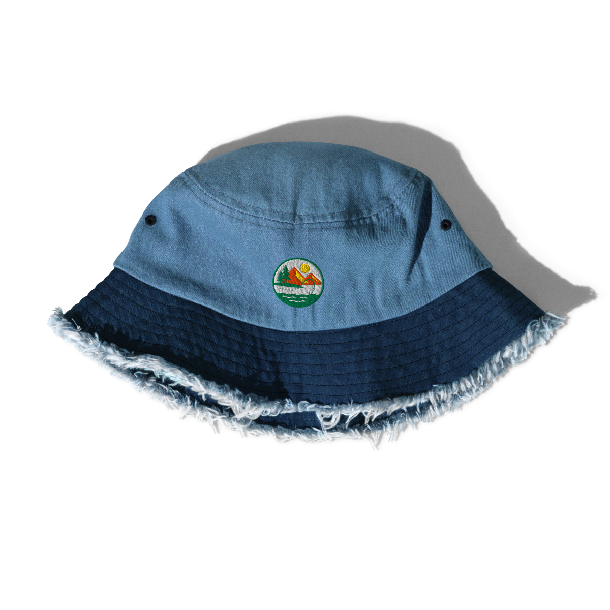 Sunset Fishing Denim Fisherman Bucket Hat