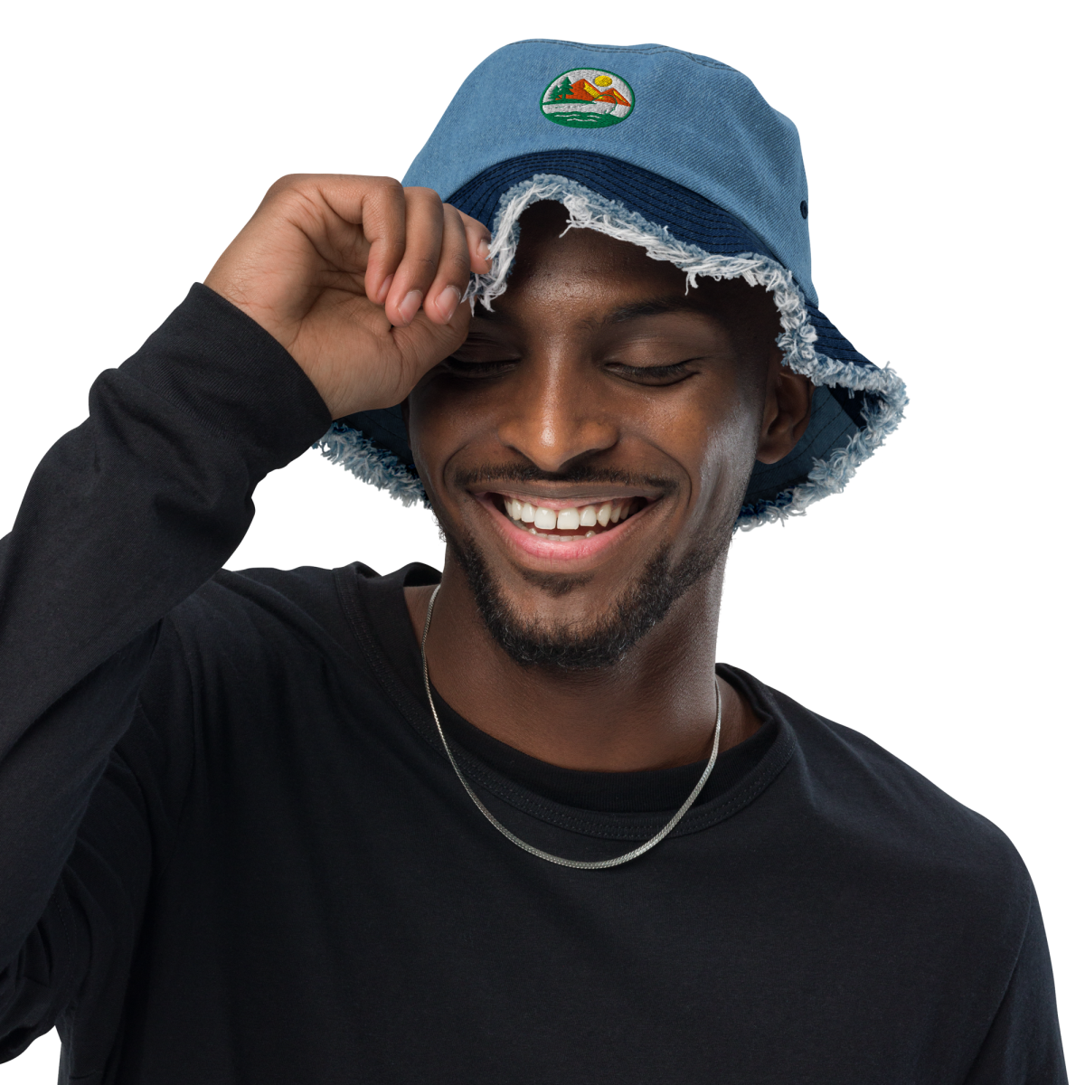 Sunset Fishing Denim Fisherman Bucket Hat