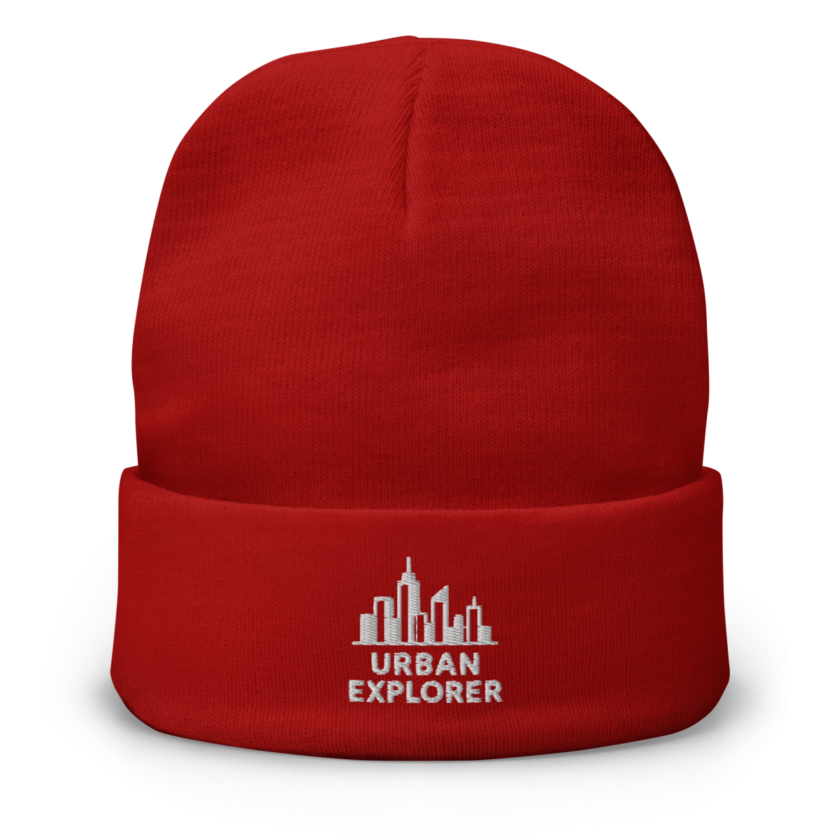 Urban Explorer Embroidered Beanie - Dark Red